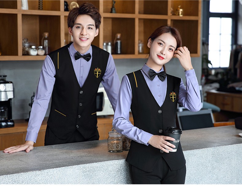 酒店餐厅餐饮工作服马甲服务员咖啡店音乐会所西餐厅工装定制