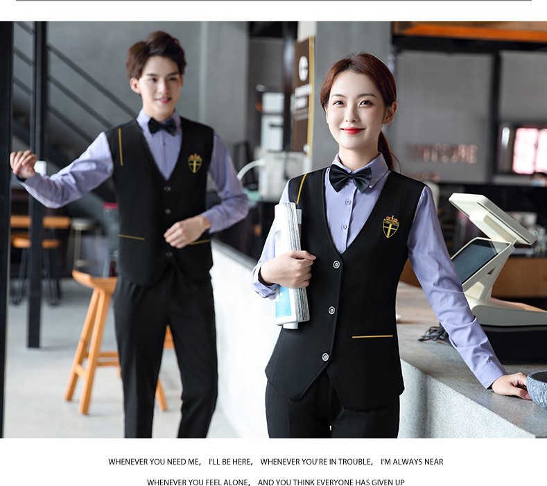 酒店餐厅餐饮工作服马甲服务员咖啡店音乐会所西餐厅工装定制