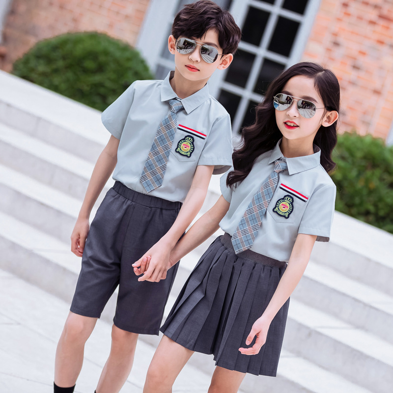 小学生短袖夏装南宁校服定制厂家套装中学生幼儿园毕业服