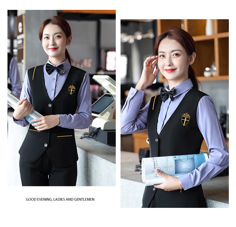酒店餐厅餐饮工作服马甲服务员咖啡店音乐会所西餐厅工装定制